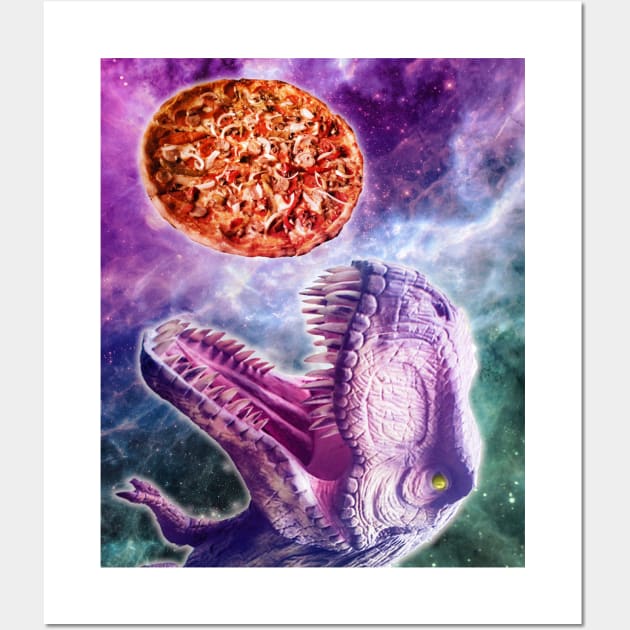 Pizza Dinosaur In Space Wall Art by Random Galaxy